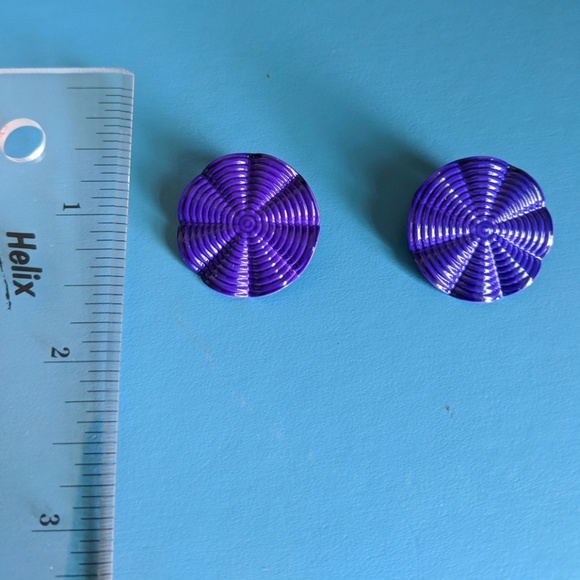 Vintage Purple Enamel Earrings - Picture 3 of 3